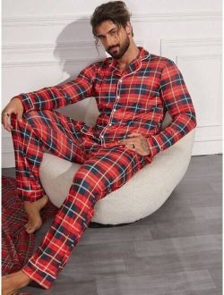Men S Red Plaid Long Sleeve Long Pants Homewear Set Family Matching Outfits