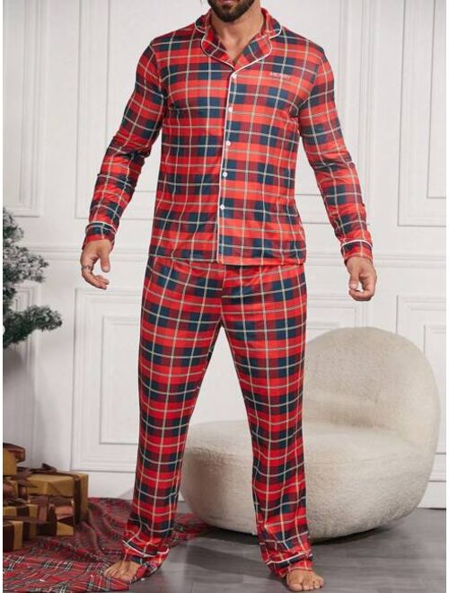 Men S Red Plaid Long Sleeve Long Pants Homewear Set Family Matching Outfits