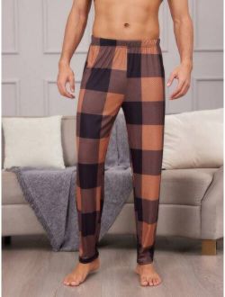 Men S Plaid Print Elastic Waist Lounge Pants