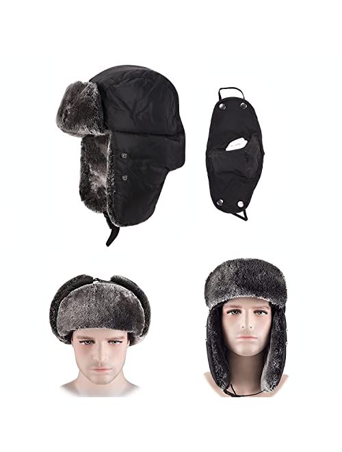 Xgopts Kids Winter Trapper Ski Hat Warm Faux Fur Trooper Hat Thick Russian Ushanka Ski Cap Mask Fleece Ear Flaps Aviator Hat