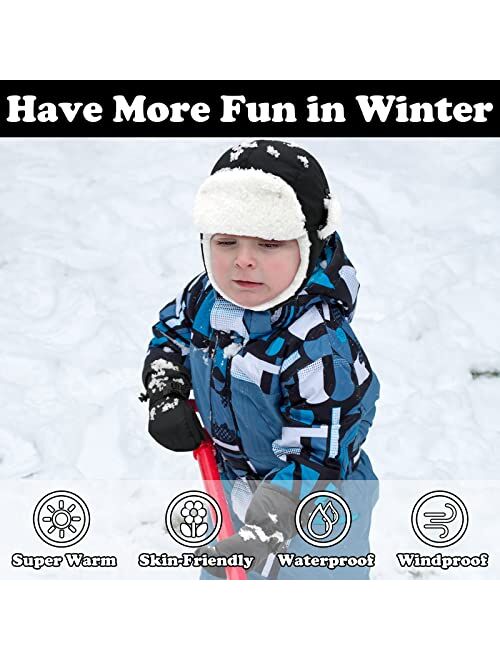 Sarfel Toddler Winter Hat Baby Winter Hat Waterproof Infant Kids Winter Hat Warm Fleece Toddler Trapper Hat Snow Hat for Kids