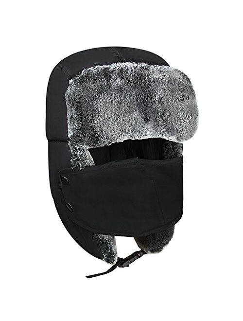 Fakeface Kids Waterproof Winter Hat Windproof Ski Mask Trapper Hat Baby Teen Cute Ear Flap Fur Warm Beanie Cap Cold Weather Snow Hats