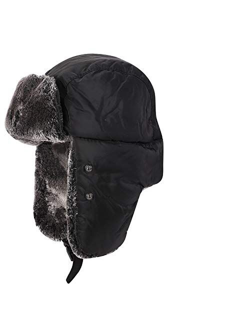 Itoda Kids Trapper Skiing Hat Russian Winter Thermal Warm Waterproof Windproof Hunting Thick Outdoor Snowboard Cycling Breathable Trooper Ear Flap Cap for Boy Girl Black