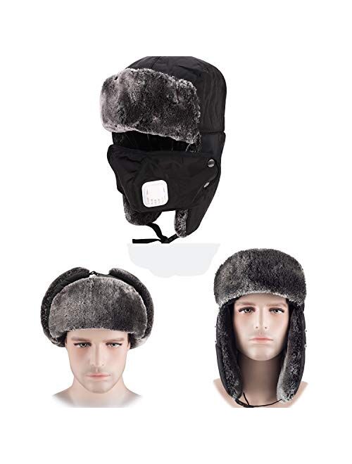 Itoda Kids Trapper Skiing Hat Russian Winter Thermal Warm Waterproof Windproof Hunting Thick Outdoor Snowboard Cycling Breathable Trooper Ear Flap Cap for Boy Girl Black