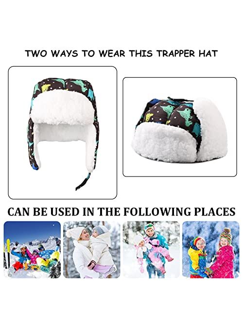 PESAAT Cartoon Baby Winter Hats Boys Girls Trapper Hat Toddler Fleece Earflap Cap Kids Ushanka Beanies