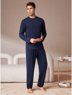 Men s Solid Color Home Clothing Set