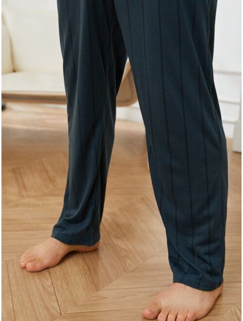 Men Solid Tee Pants PJ Set
