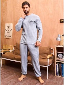 Men S Simple Style Long Sleeve Pants Homewear Set