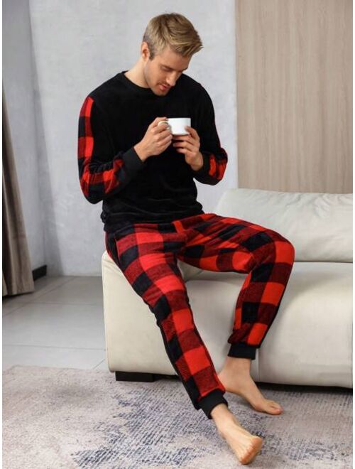 Men s Plaid Print Pajama Set