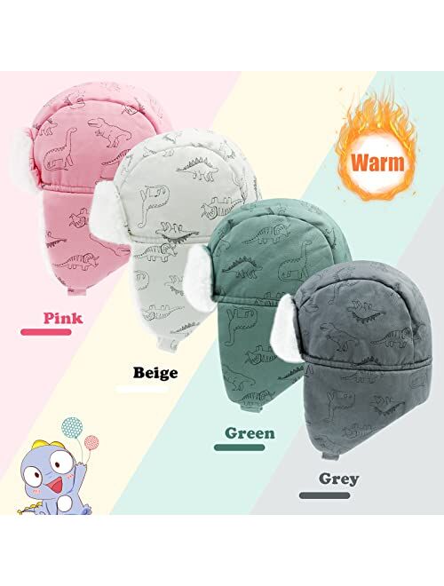 POXIMI Toddler Trapper Hat Baby Winter Hats Boys Windproof Snow Cap Girls Warm Earflap Sherpa Lined Caps for Kids