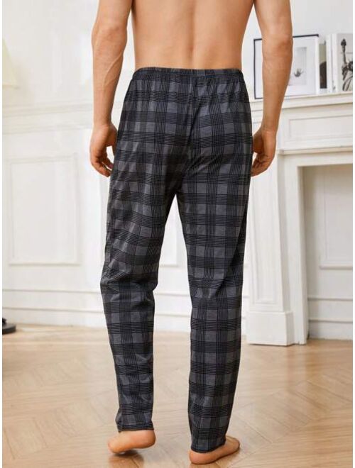 Men Plaid Print Pajama Pants