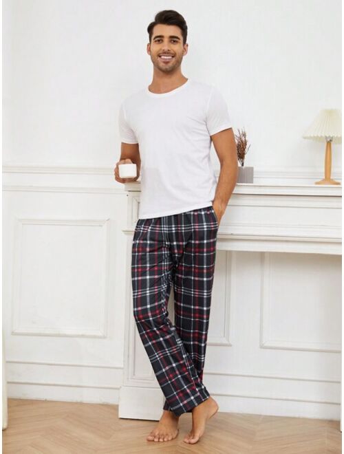 Men Plaid Print Pajama Pants