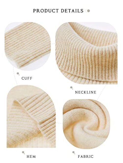 LINY XIN Women's Turtleneck 100% Merino Wool Fall Winter Long Sleeve Warm Soft Knitted Pullover Sweater Tops