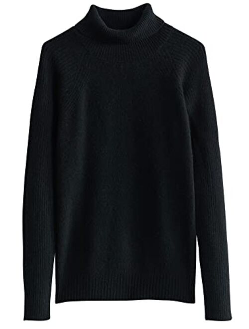 LINY XIN Women's Turtleneck 100% Merino Wool Fall Winter Long Sleeve Warm Soft Knitted Pullover Sweater Tops