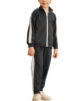 Boy's Casual Active Tracksuits Full Zip Sports Jogging Suits Sets Athletic 2 Piece Sweatsuits for 5-13 Years
