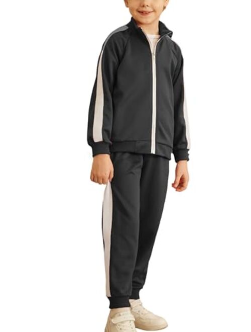 Arshiner Boy's Casual Active Tracksuits Full Zip Sports Jogging Suits Sets Athletic 2 Piece Sweatsuits for 5-13 Years