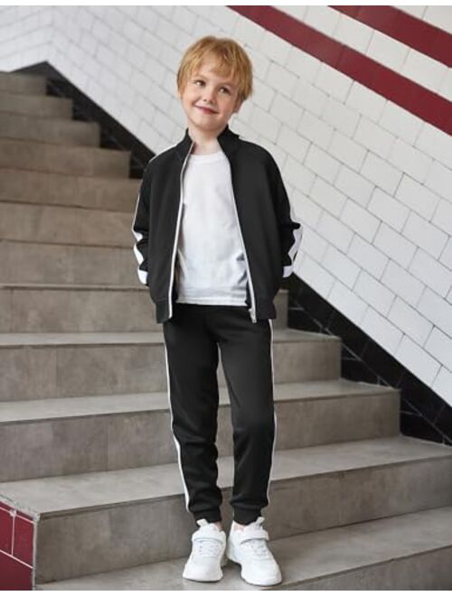 Arshiner Boy's Casual Active Tracksuits Full Zip Sports Jogging Suits Sets Athletic 2 Piece Sweatsuits for 5-13 Years