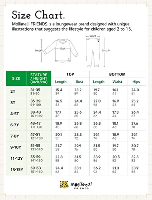 mollimelli friends 2T~15Y Christmas Clothing sets Toddlers Kids Teen Girls Boys Unisex Long-sleeve Warm Outfitsets