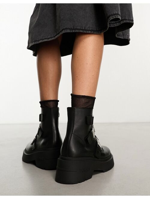 Tommy Jeans chunky hardware boots in black