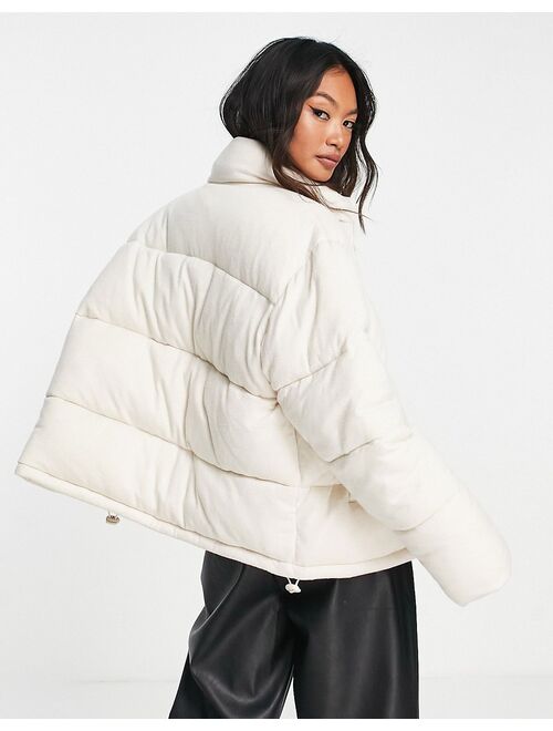 ASOS DESIGN textured puffer jacket in cream