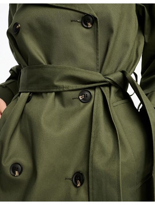 ASOS DESIGN longline trench coat in dark khaki