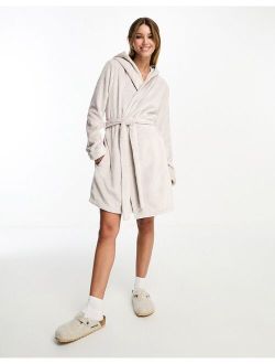 super soft fleece mini robe in mink