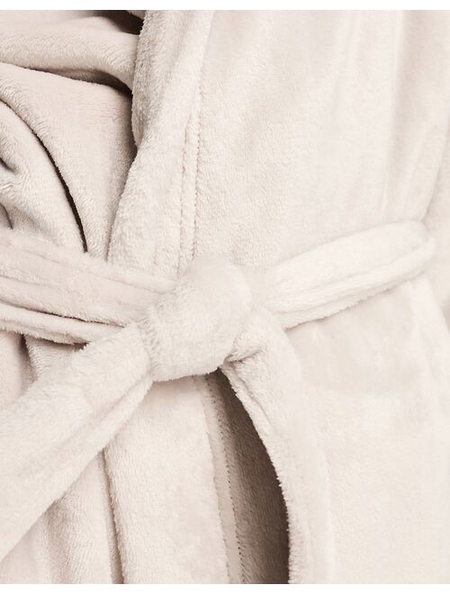 ASOS DESIGN super soft fleece mini robe in mink