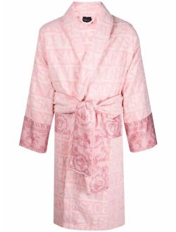 logo-embossed cotton bath robe