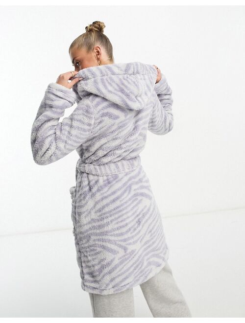 UGG Aarti cozy robe in gray zebra