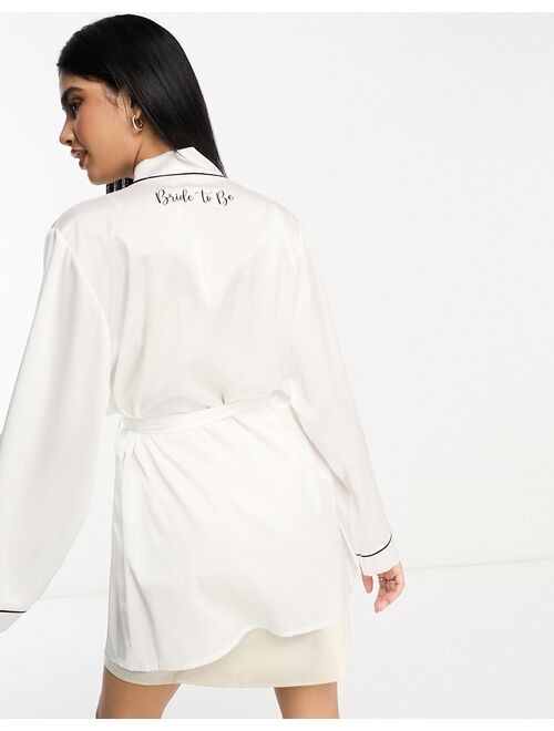ASOS DESIGN bridal bride satin mini robe in white