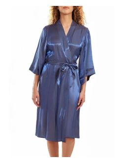 iCollection Skyler Plus Size Irredesant Robe with Self Tie Sash and inner Ties