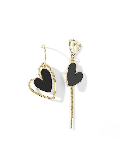 PopTopping Asymmetrical Heart Earrings Heart Drop Earrings For Girls Heart Dangle Earrings For Women Valentine's Day Mother's Day Birthday Christmas Gift