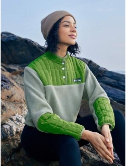 In My Nature Women'S Contrast Button Half-Fleece Outdoor Fleece Top