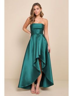 Broadway Show Emerald Green Strapless High-Low Maxi Dress