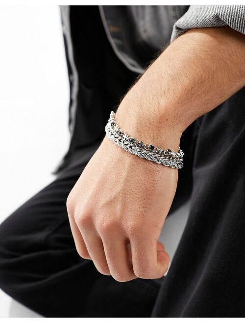 ASOS DESIGN 3 pack chain bracelet in silver tone