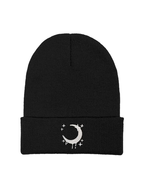 Koesnbre Cool Embroidered Pig Beanie Hats for Men and Women, Winter Black Gothic Fashion Knit Hat Gift