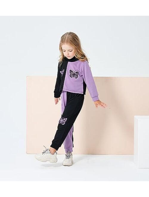 KIDLAGA Toddler Girl Clothes Figure Graphic Drop Shoulder Top Pullover Leopard Print Pants Spring Outfit Set
