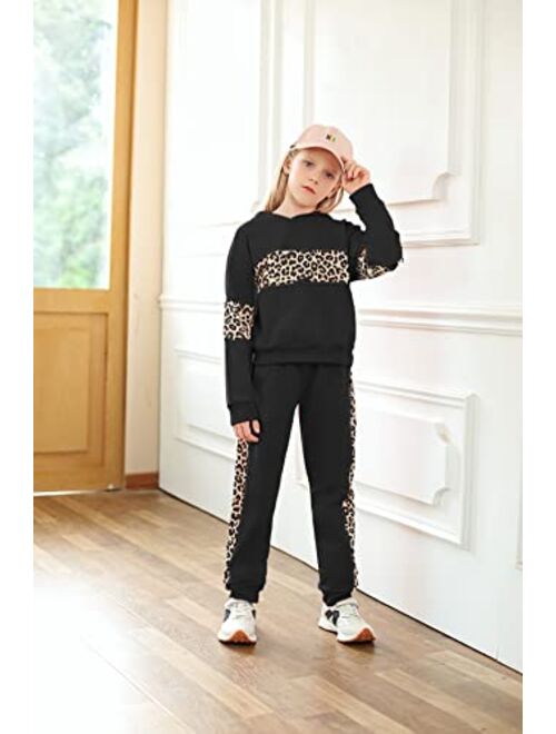 HopeKitt Girls 2 Piece Outfits Kids Clothing Sets Sweatsuit Jogger Set Tracksuit Sweatshirts and Sweatpants
