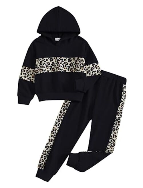 HopeKitt Girls 2 Piece Outfits Kids Clothing Sets Sweatsuit Jogger Set Tracksuit Sweatshirts and Sweatpants