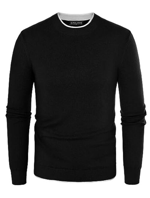 PJ PAUL JONES Mens Crewneck Dress Sweater Slim Fit Lightweight Wool Blend Knitted Sweaters