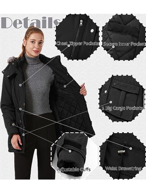 GGleaf Women's Quilted Winter Coat Warm Puffer Jacket Thicken Parka with Removable Hood
