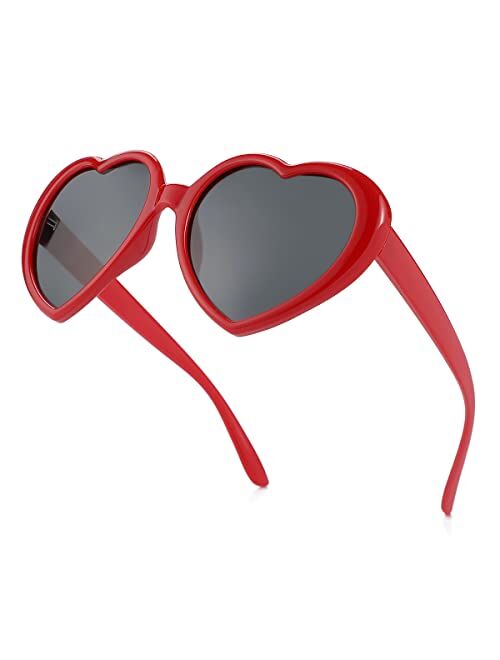 JOVAKIT Polarized Heart Shaped Sunglasses for Women Vintage Fashion Lovely Retro Oversized Eyeglasses UV400 Protection Lens