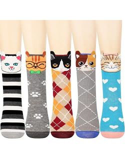 Jeasona Women's Cat Socks Cat Gifts Cute Animal Socks Dog Owl Gifts for Women