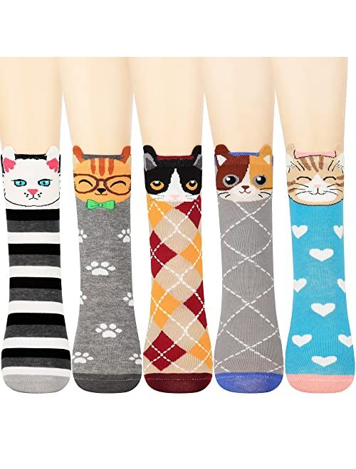 Jeasona Women's Cat Socks Cat Gifts Cute Animal Socks Dog Owl Gifts for Women