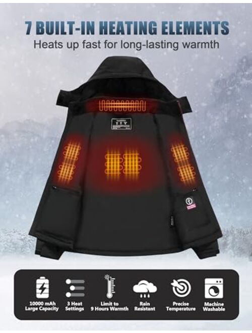 Venigo Women's Heated Fleece Jacket, Heated Jacket for Women with 10000mAh Large Capacity Battery Pack and Hand Warm Pocket