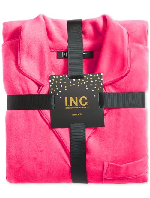 I.N.C. INTERNATIONAL CONCEPTS Women's Velour Notch Collar Packaged Pajama Set, Created for Macy's