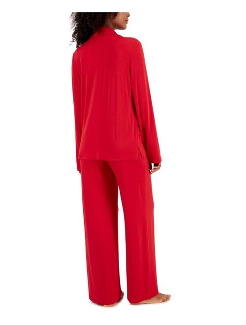 JENNI Women's Supersoft Notched-Collar Pajamas Set, Created for Macy's