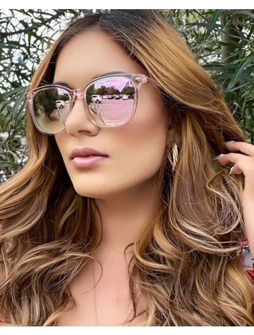 FIMILU 2 Packs Sunglasses for Women Polarized UV400 Protection Lens Big Frame Fashion Glasses Trendy Stylish Shade
