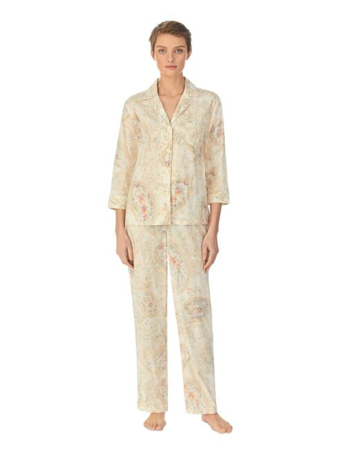 Polo Ralph Lauren LAUREN RALPH LAUREN Women's 2-Pc. Notched-Collar Pajamas Set