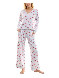ROUDELAIN Women's 2-Pc. Printed Butter Knit Pajamas Set